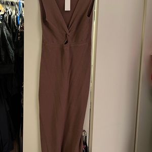 Mocha brown full length rubbed dress
